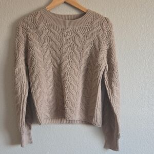 Women's Cable Knit Sweater - Tan